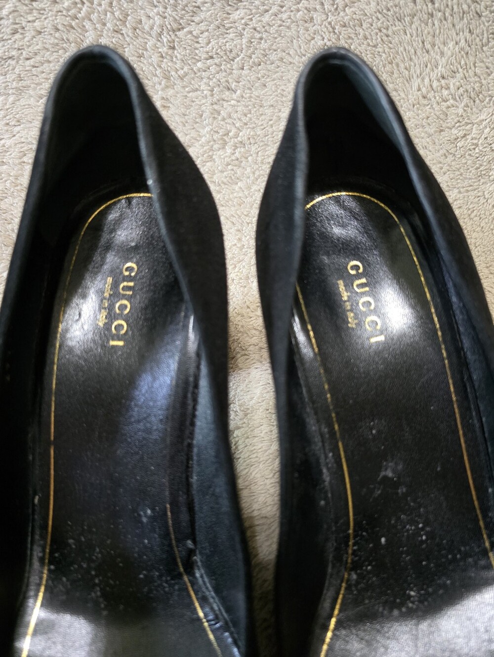 Gucci Jacquelyne Black Suede Gold Studded Block Heel Round Toe Pumps Size 39 - Picture 7 of 15